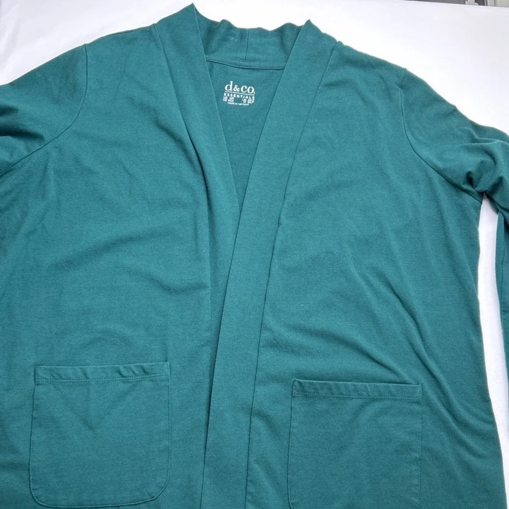 d&co. Women Open Front Shawl Collar Cardigan Forest Green Size 1XP Dark Academia